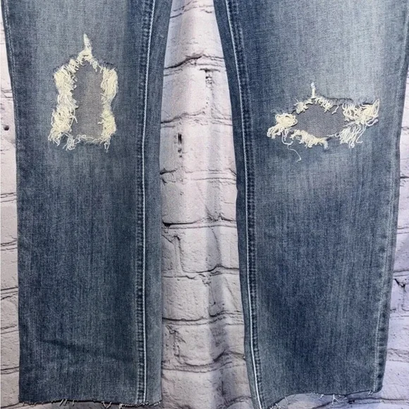 Mother Distressed Jeans Straight Leg Dazzler XYZ Double Fray Helter Skelter 27 - Picture 6 of 10